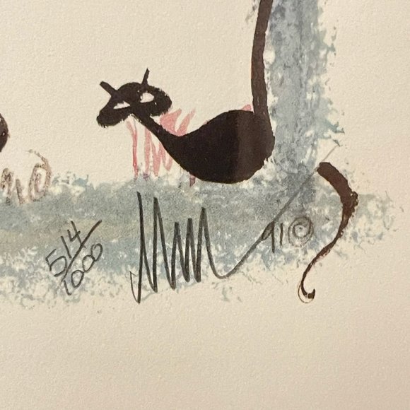 P. Buckley Moss Amish Boy Black Cats Signed Numbered Matted Framed 1991 - Picture 3 of 5